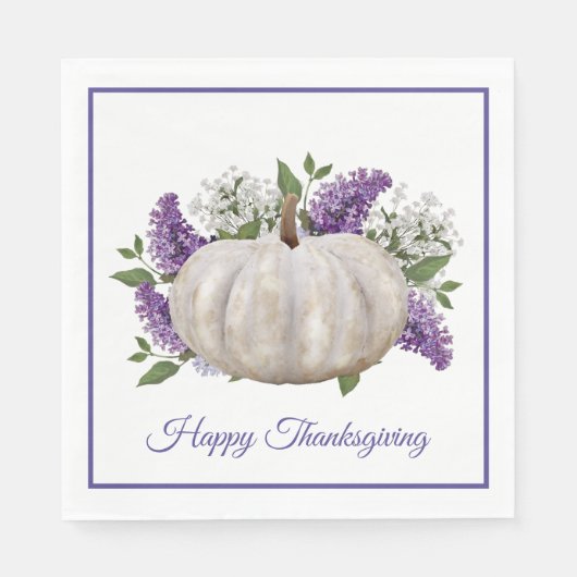 Eleganter White Pumpkin Erntedank Paper Napkin Serviette (Vorderseite)