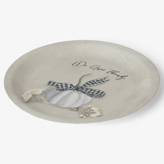 Eleganter White Pumpkin Fall Erntedank Pappteller (Schrägansicht)