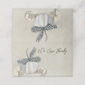 Eleganter White Pumpkin Fall Erntedank Platzkarte (Außenseite Aufgefaltet)