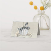 Eleganter White Pumpkin Fall Erntedank Platzkarte (Rückseite)