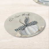 Eleganter White Pumpkin Herbst Erntedank Runder Pappuntersetzer (Angewinkelt)