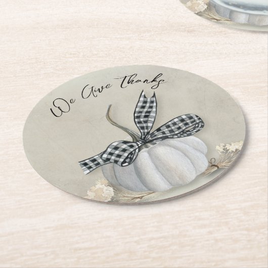 Eleganter White Pumpkin Herbst Erntedank Runder Pappuntersetzer (Angewinkelt)