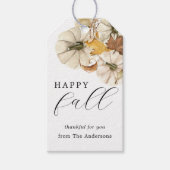 Eleganter White Pumpkins Happy Fall Erntedank Geschenkanhänger (Vorderseite)