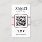 Eleganter White Rose Gold Connect mit US QR Code Visitenkarte (Vorderseite)