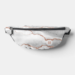 Eleganter White Rose Gold Glitzer Agate Marble Bauchtasche