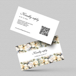 Eleganter White Roses UAWG QR-Code Begleitkarte