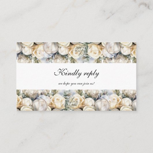 Eleganter White Roses UAWG QR-Code Begleitkarte (Rückseite)