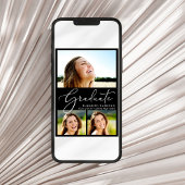 Eleganter White Script 3 Foto Black Abschluss Ankündigung