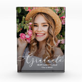 Eleganter White Script-Abschluss Fotoblock (Vorderseite)