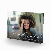 Eleganter White Script Abschluss Modern Fotoblock (Rechts)