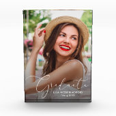 Eleganter White Script Abschluss Modern Fotoblock (Vorderseite)