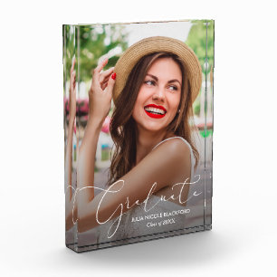 Eleganter White Script Abschluss Modern Fotoblock