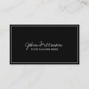 Eleganter White Script Black Notary Signing Agent Visitenkarte