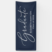 Eleganter White Script Blue Abschluss Banner (Vertikal)