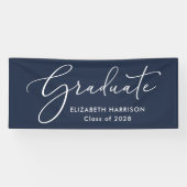 Eleganter White Script Blue Abschluss Banner (Horizontal)