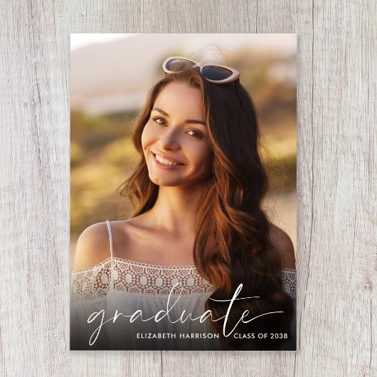 Eleganter White Script Foto Overlay-Abschluss Ankündigung