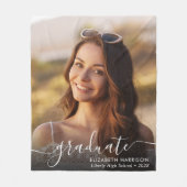 Eleganter White Script Foto Overlay-Abschluss Fleecedecke (Vorderseite)