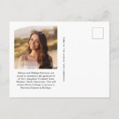 Eleganter White Script Foto Strip Abschluss Ankündigungspostkarte (Rückseite)