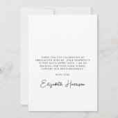 Eleganter White Script Overlay Foto Abschluss Dankeskarte (Rückseite)
