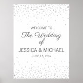 Eleganter White Silver Diamond Glitzer Wedding Poster (Vorne)