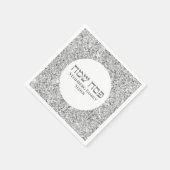 Eleganter White Silver Glitzer Hebrew Happy Passov Serviette (Ecke)