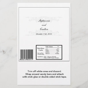 Eleganter White/Silver Wedding Large Candy Bar Wra