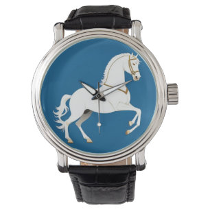 Eleganter White Stallion Illustration Armbanduhr