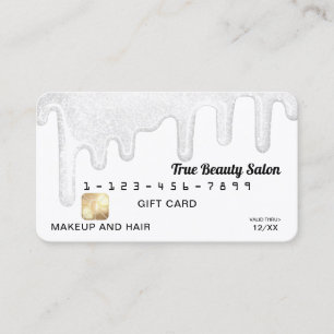 Eleganter White Thick Glitzer Tropfen geben Credit Visitenkarte