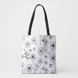 Eleganter White Tote Beutel mit zartem Blumenmuste Tasche