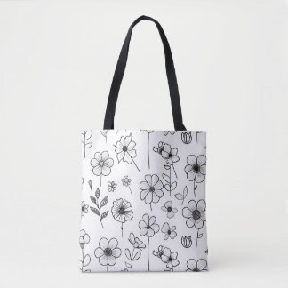 Eleganter White Tote Beutel mit zartem Blumenmuste Tasche