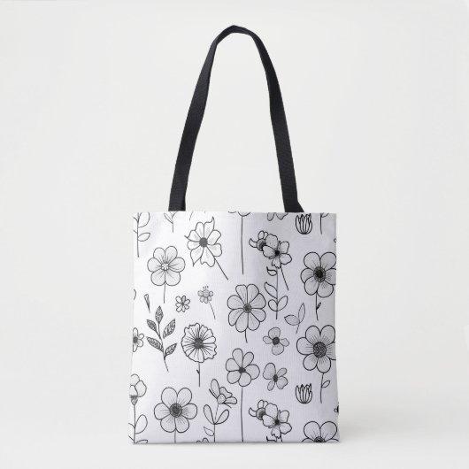 Eleganter White Tote Beutel mit zartem Blumenmuste Tasche (Vorderseite)