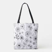 Eleganter White Tote Beutel mit zartem Blumenmuste Tasche (Rückseite)