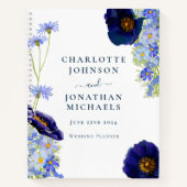Eleganter Wildblume Blue Wedding Planner Notizblock (Vorderseite)