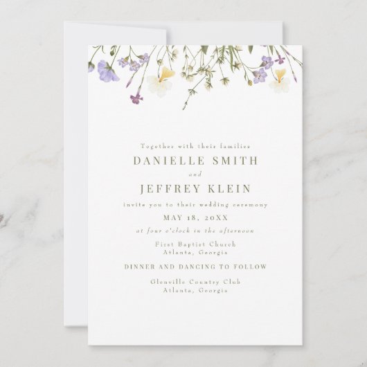 Eleganter Wildblume Spring Einladung (Vorderseite)