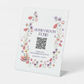Eleganter Wildblumen-Hochzeits-Spar-QR-Code Sockelschild (Vorderseite)