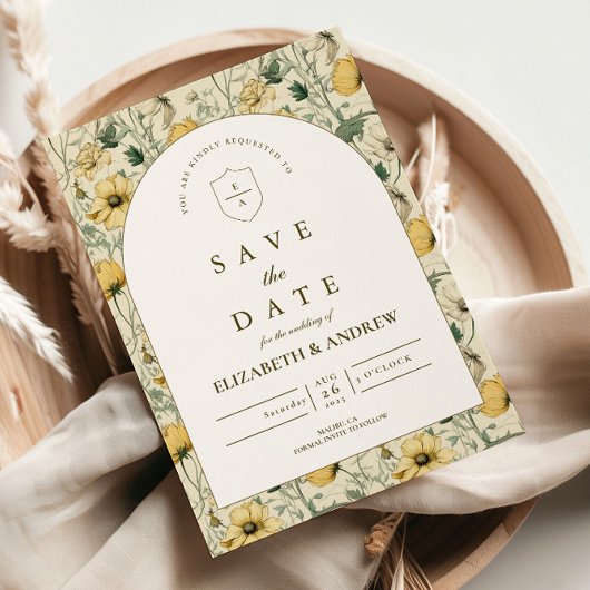 Eleganter Wildblumenbogen Minimale Hochzeit Save The Date