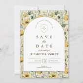Eleganter Wildblumenbogen Minimale Hochzeit Save The Date (Vorderseite)