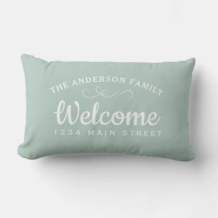 Eleganter Willkommens-Mint personalisierter Famili Kissen Für Draußen