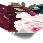 Eleganter Willkommensgeist Burgund & Navy Floral Poster (Ecke)