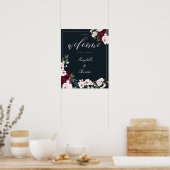 Eleganter Willkommensgeist Burgund & Navy Floral Poster (Küche)