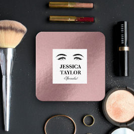 Eleganter Wimpernschlag, goldfarbener Rosa Quadrat Quadratische Visitenkarte