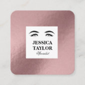 Eleganter Wimpernschlag, goldfarbener Rosa Quadrat Quadratische Visitenkarte (Vorderseite)