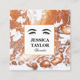 Eleganter Wimpernschlag, korallweißer Marmor Quadratische Visitenkarte