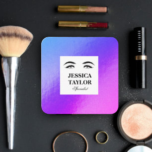 Eleganter Wimpernschlag lila holografischer Quadra Quadratische Visitenkarte