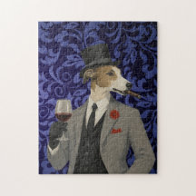 Eleganter Windhund-Gentleman im Anzug Puzzle