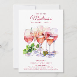 Eleganter Wine Glass Junggeselinnen-Abschied Einladung