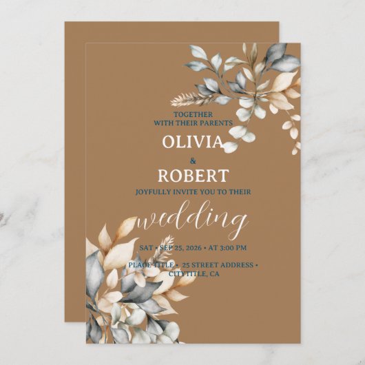 Eleganter Winter Aquarellblumen Einladung (Vorne/Hinten)