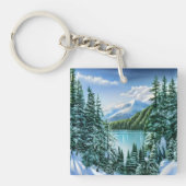 Eleganter Winter Bergsee-Zauber im Val Piora Schlüsselanhänger (Vorderseite)