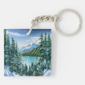 Eleganter Winter Bergsee-Zauber im Val Piora Schlüsselanhänger (Rückseite)