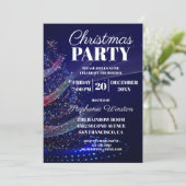 Eleganter Winter Blue Christmas Tree Lights Einladung (Stehend Vorderseite)